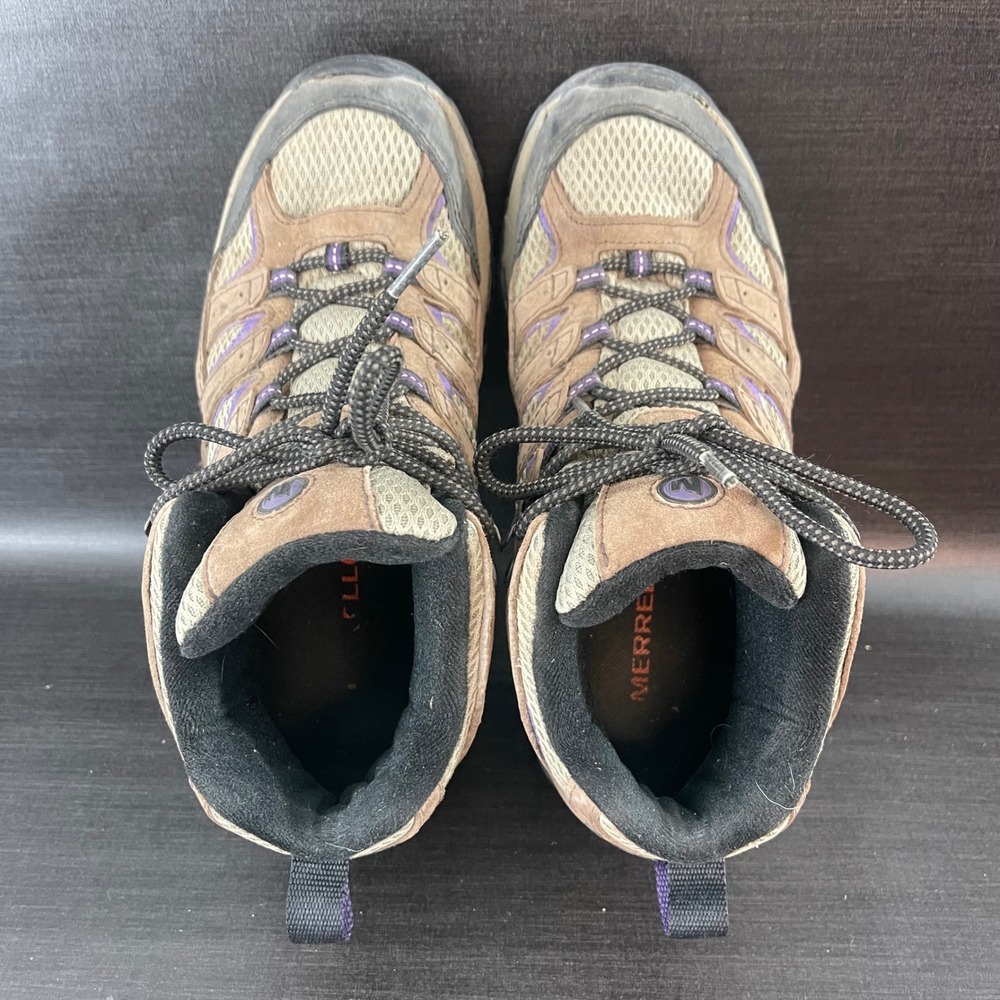 Merrell Moab 2 Vent Womens 8.5 Brown Purple Suede Mid Top Hiking Trail Boots - Picture 9 of 9